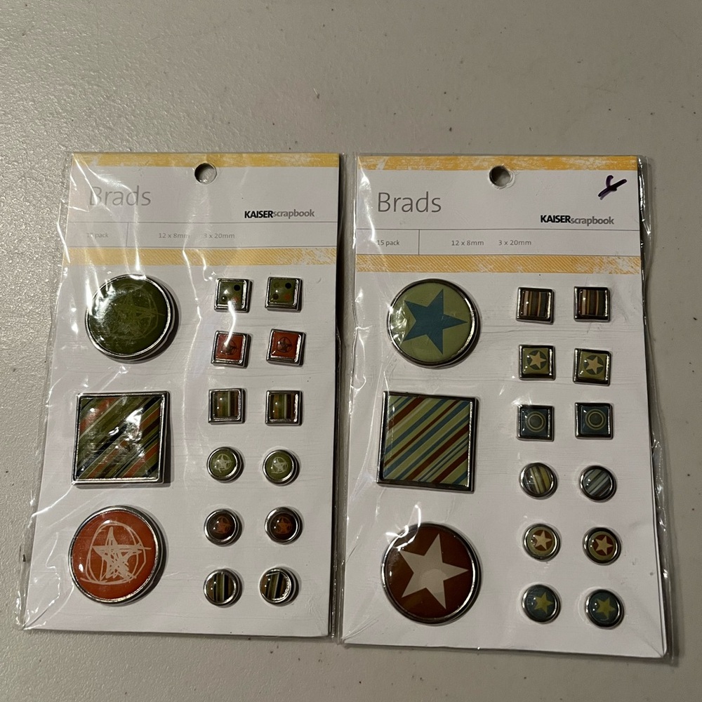 Scrapbook Brads - Green and Orange